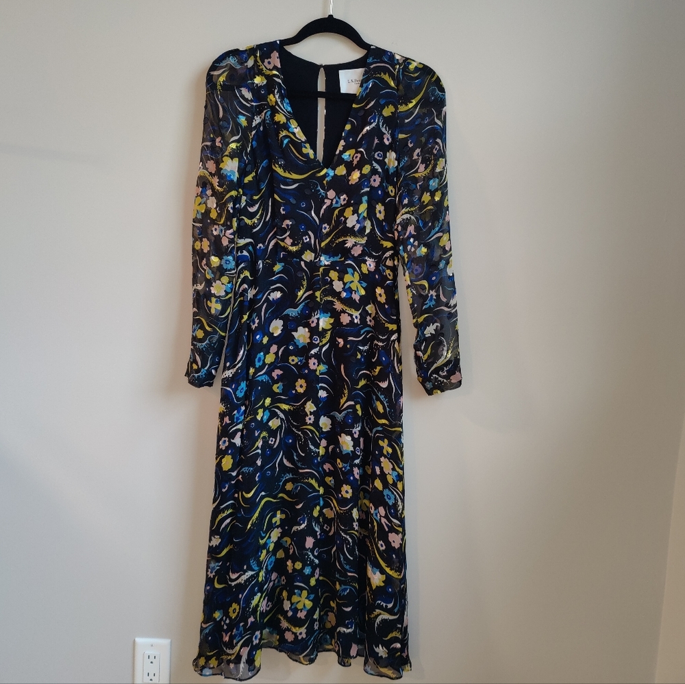 Lk Bennett Dress | Ally Devore Silk Floral Midi Dress | US 6